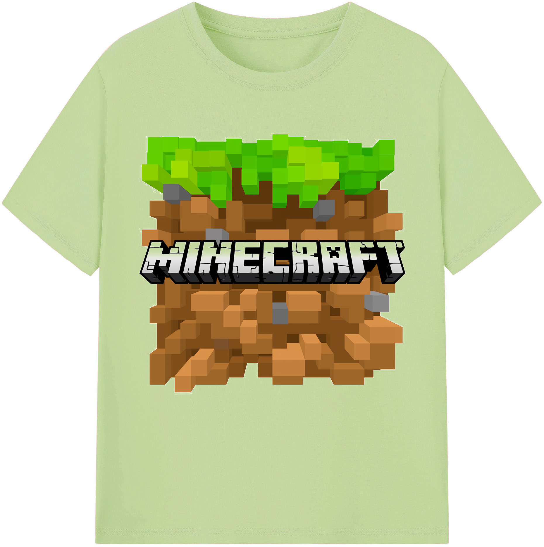 （画像用） マインクラフト ブロックの世界 Minecraft MC Block world 綿100％半袖Tシャツ（フロントプリント）